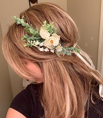 Flower Crown Greenery Boho Headband Festival Wedding Flower Girl Headpiece Wreath Photo Hair Prop Headpiece