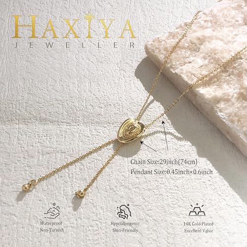 HAXIYA Lariat Gold Necklace for Women Dainty Long Necklace 14K Gold Plated/Silver Y-Shaped Pendant Drop Chain Layered Pearl/Beaded/CZ Necklaces Gold Jewelry Gift for Prom/Wedding - style: Cowboy Hat - Gold