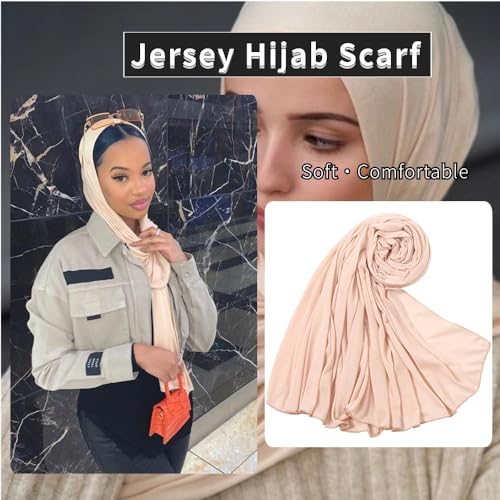 Nonbongoy Head Wraps for Black Women Stretch Headwraps Large Hair Wraps Hijab Scarves for Muslim Head Scarf Turban Headbands - color: 1-apricot Headwrap