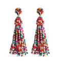 NLCAC Women's Beaded tassel earrings Long Fringe Drop Earrings Dangle 6 Colors - color: confetti