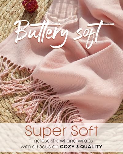 FURTALK Pashmina Shawl Wraps for Women Evening Dresses Blanket Scarves Fashion Scarf Wedding Gifts - color: 09-baby Pink