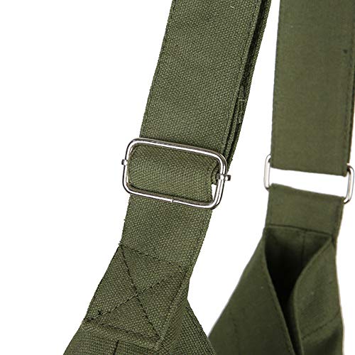 Covelin Women's Retro Large Size Canvas Shoulder Bag Hobo Crossbody Handbag Casual Tote - color: Black Olive
