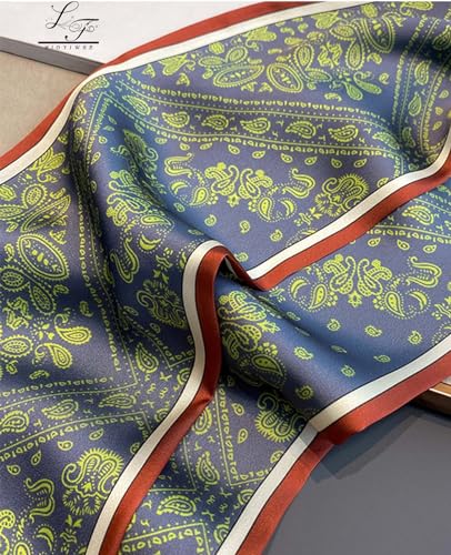 Hioyiwse Head Scarf Hair Neck Scarves For Women Purse Bag Scarfs For Handbags Silky Long Thin Satin Headscarf Fashion - color: B12-green Cashew Nut