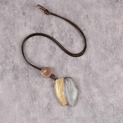 JAOYU Bohemian Necklaces for Women Leather Necklace Wood Pendant Choker Long Brown Necklace Chunky Circle Boho Hippie Jewelry - style: Boho Statement Necklace