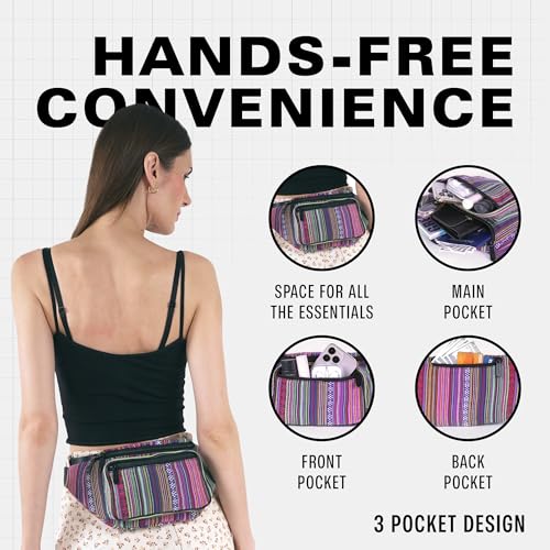 Fanny Pack Belt bag - Crossbody Waist Bag for Men or Women - Hands-Free, Waterproof Large Bumbag for Hiking, Running, and Travel (Rose Vert) - color: Rose Vert v2