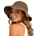 Sun Hat for Women Beach Hat Straw Bucket Hat Summer UV Protection, Packable Breathable Crochet Style - color: 1pack-coffee