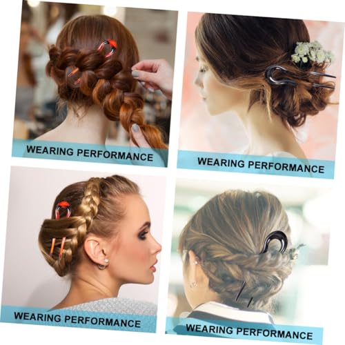 CLISPEED 3pcs Leopard Print U-shaped Hair Forks Hairpins Set Resin Double-prong Hair Pins for Vintage Chinese Style Clips for Brides and Updo
