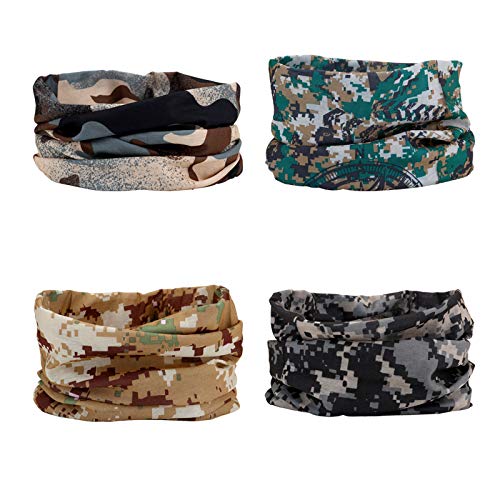 4 Camo Headband Bandana Balaclava Half Face Mask Shield Head Hair Scarf Neck Gaiter Hat Multipurpose For WoMen Men Breathable Reusable Washable Brown Green Black White Digital Desert - color: 4x Camo Face Mask #2