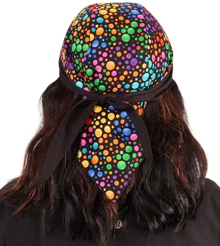 Sparkling EARTH - American Made Skull Caps Doo Rags Do Rag Durag Headwrap Head Wraps Skullies - Made in The USA! - color: Multi-colored Dots on Black Skull Cap