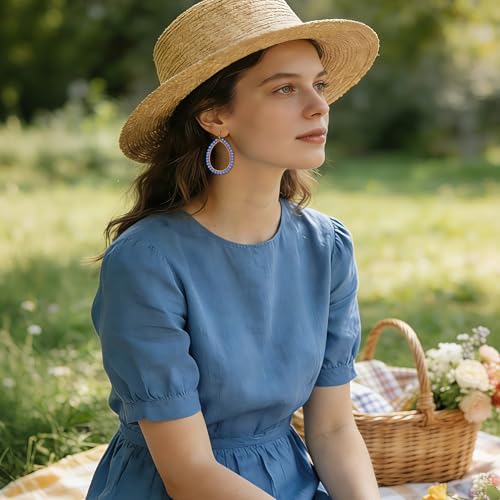 PEALICIOUS Summer Earrings for Women, Teardrop Boho Earrings Dangling Gold Hoop Earrings as Vacation Beach Jewelry, Beach Earrings Statement Gold Earrings for Her as Summer Gifts Wedding Accessories - color: Blue