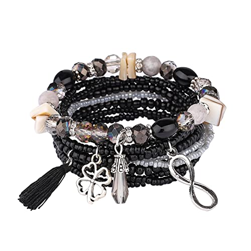 6 sets Bohemian Multilayer tassels bracelet Handmade Wrap Bracelets Bangle Jewelry Bracelets for Women - color: 6PCS-C