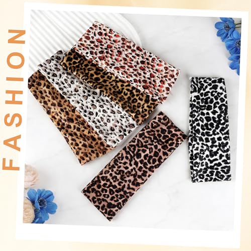 Zkptops 6Pcs Headbands for Women Girls Non Slip Leopard Trendy Cheetah Wide Headbands Fashion Elastic Soft Cotton Fabri Hair Bands Stretchy Head Accessories for Daily Workout Sport Yoga Running - color: B-Leopard