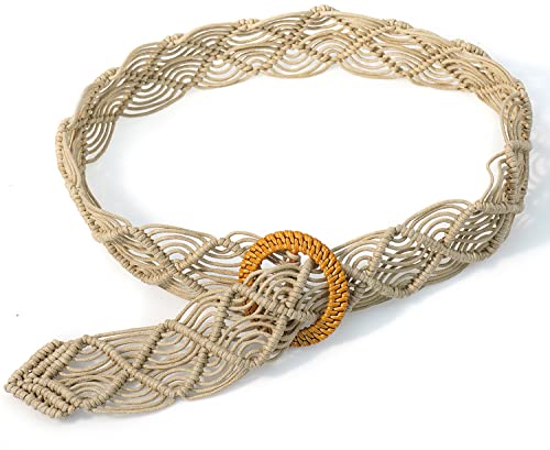 Suyi Boho Belt for Women Braided Woven Belts Bohemian Waist Belts for Dress - color: Beige 1