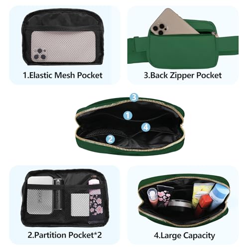 VOROLO Fanny Pack For Women And Men Crossbody Bag Belt Bag with Adjustable Strap Graduation Gifts Deep Green - color: Deep Green, style: 1 Pack Fanny Pack