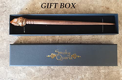 Natural Tumbled Healing Gemstone Crystal Wooden Hair Stick Handmade Gifts Boho Reiki by Smoky Quartz (Citrine raw) - color: Citrine raw