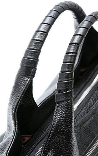 Iswee Genuine Leather Shoulder Bags Purses and Handbags for Women Satchel Designer Cross Body Hobo Medium Size Tote - color: Black