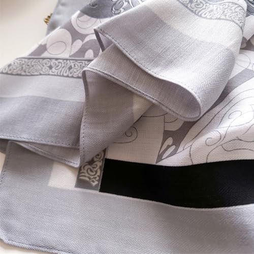 35" Head Scarf Large Square Scarf Like Cotton Hairscarf Fashion Scarves Bandana Night Sleeping Wraps for Women B01 - color: Grey Floral Scrolls
