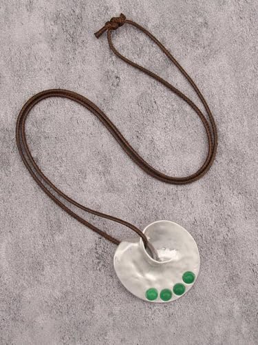 Jeilwiy Leather Necklace for Women Funky Necklace Choker String Cord Necklace with Pendant Boho Style Jewelry - style: Silver & Green Turquoise