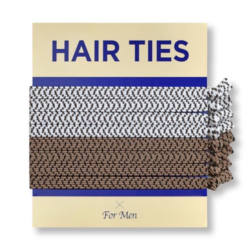 HAVHAF Knotted Mens Hair Ties For Men 8pcs (Thin, Woody) - No damage Crease Breakage Man Bun Hair Tie Men with Long Hair For Curly Thick Elastic Hair Ties For Guys | Perfect hairtie For Man - color: Woody
