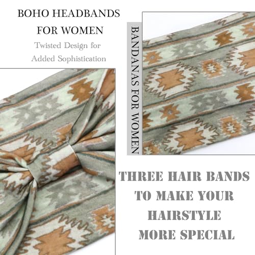 Boho Thick Hairbands for Women Stretchy Non-Slip Hair Bands African Knotted Twist Headwrap Workout Yoga Sports Stylish Turban Headband Hair Accessories (Pack of 3) - color: Headbands 2