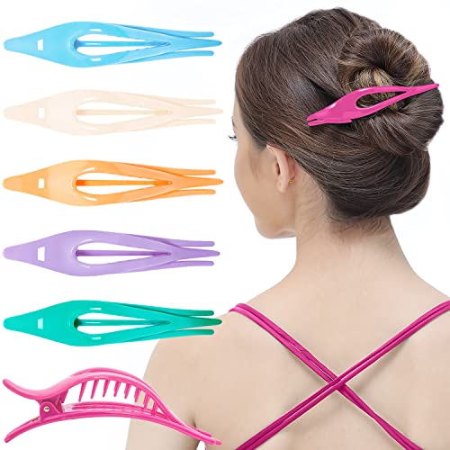 RC ROCHE 6 Pcs Flat French Claw Hair Clips For Women Thick Curly Hair Barrettes Duckbill Concord Side Slide Extra Hold Curved Eyelet Strong Hold Grip, Medium Pastel Multicolor - color: Candy