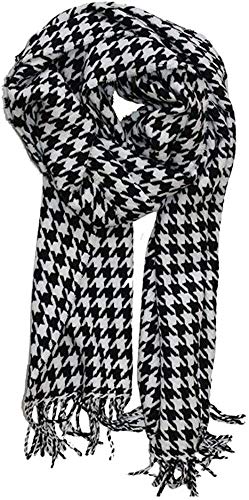 VERONZ Super Soft Classic Cashmere Feel Winter Scarf - color: Black White Houndstooth