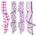 CHLINS 4PCS Satin Head Scarf for Women, Neck Hair Purse Handbag Accessory Fashion Versatile Thin Long Strip Scarf - color: Purple