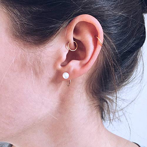 Hoop Cartilage Earring Fake Earrings Nose Rings Septum Nose Ring Stainless Steel for Women Men Girls - color: B-Gold