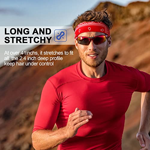 Jutom 4 Pieces Tie Headbands for Men Women Sports Bandana Hair Band Camo Headbands Elastic Sweat Wicking Karate Adjustable Non Slip Hairband for Yoga Workout Running - color: Classic Color