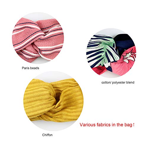 DRESHOW 10 Pack Boho Headbands for Women Vintage Cross Elastic Head Wrap Hair Accessories - color: 10 Pack C: Flower Printed Series II