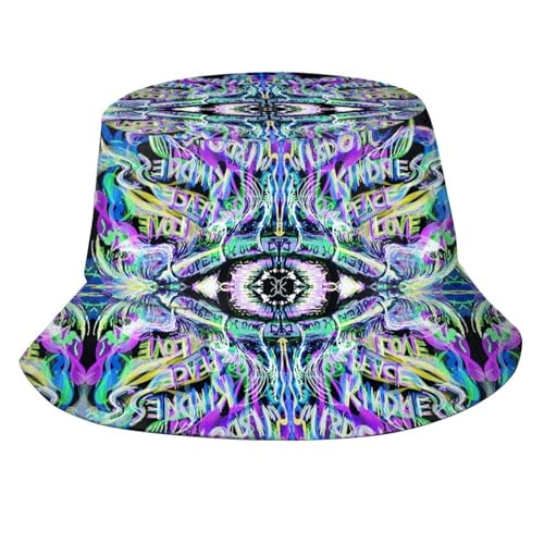 NASIAN Psychedelic Trippy Rave Bucket Hats for Women Men Outdoor Travel Beach Sun Hat Festival Outfits - color: Trippy Graffiti