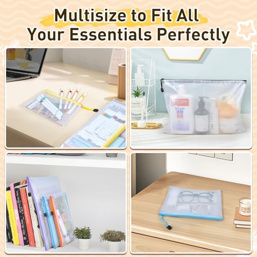 30pcs Mesh Zipper Pouch Bags, 8 Sizes Plastic Zippered Storage Bags for Organizing, Clear Pouches with Zipper, Waterproof Mesh Pouch for Office School Supplies, Home Organize, Travel Storage - style: 30pcs