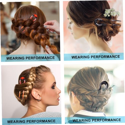 VICASKY 3pcs U-shaped Leopard Print Hair Pins Set Resin Double-prong Hair Forks for Women Styling Accessories for Bridal Updo and Everyday Use