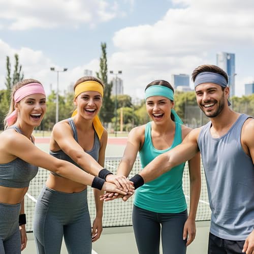 Jutom 4 Pieces Tie Headbands for Men Women Sports Bandana Hair Band Camo Headbands Elastic Sweat Wicking Karate Adjustable Non Slip Hairband for Yoga Workout Running - color: Morandi Color