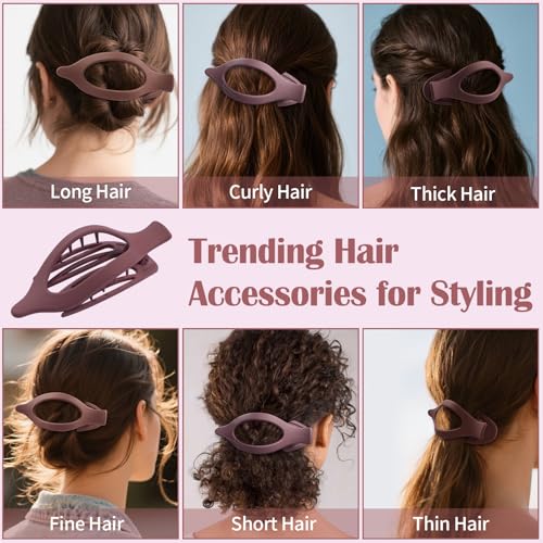 9 Pack Flat Hair Clips for Women, Matte Claw Clips for Thick & Thin Hair (Purple) - color: Purple-Regular