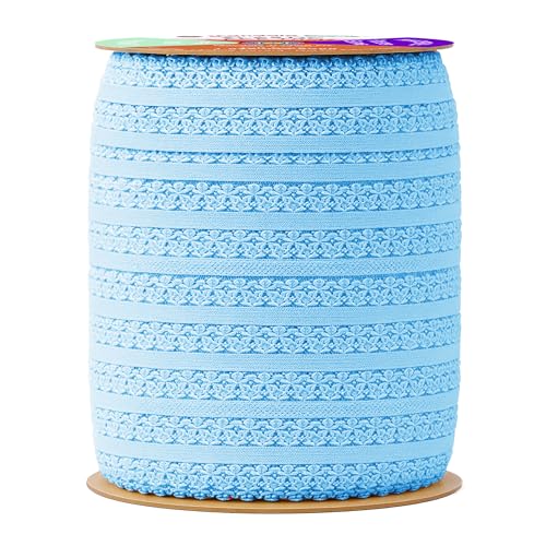 Mandala Crafts Light Blue Stretch Lace Soft Elastic Trim Roll - 55 Yards 1 Inch Wide Stretchy Frilly Picot Ribbon for Sewing Lingerie, Headbands, Underwear, and Crafts - color: Light Blue