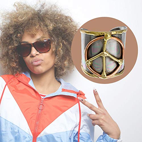 Tri-Tone Peace Adjustable Cuff Ring