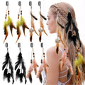 8Pcs Feather Hair Clips bohemian Hippie hair Extensions gypsy hair accessories Indian Tassel Feathers Beads for Festival Headwear Halloween Cosplay Carnival Party (Mix Colors)