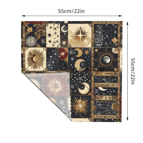 Head Scarf Hair Neck Scarves for Women Fashion Silk Satin Purse Bag Scarfs Handbags Bandana Neckerchief - color: Black Goth Constellation