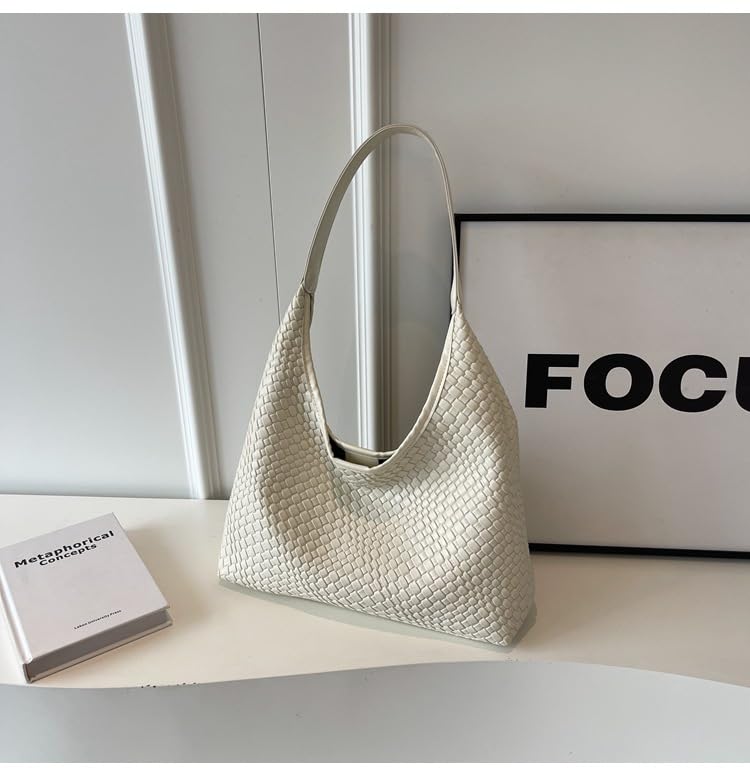 2026 Leather Tote Bag for Women Top-handle Shoulder Bag, Hobo Bags Large Capacity Soft Vegan Crossbody Handbag Underarm - color: White