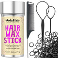 Dolahair Hair Wax Stick & Accessories - Flyaway Control for Kids & Women, 50 Pcs Colorful Elastic Hair Bands, 1 Pcs Slick Back Hair Brush, 2 Hair Loop Styling Tools (Black) - color: Black