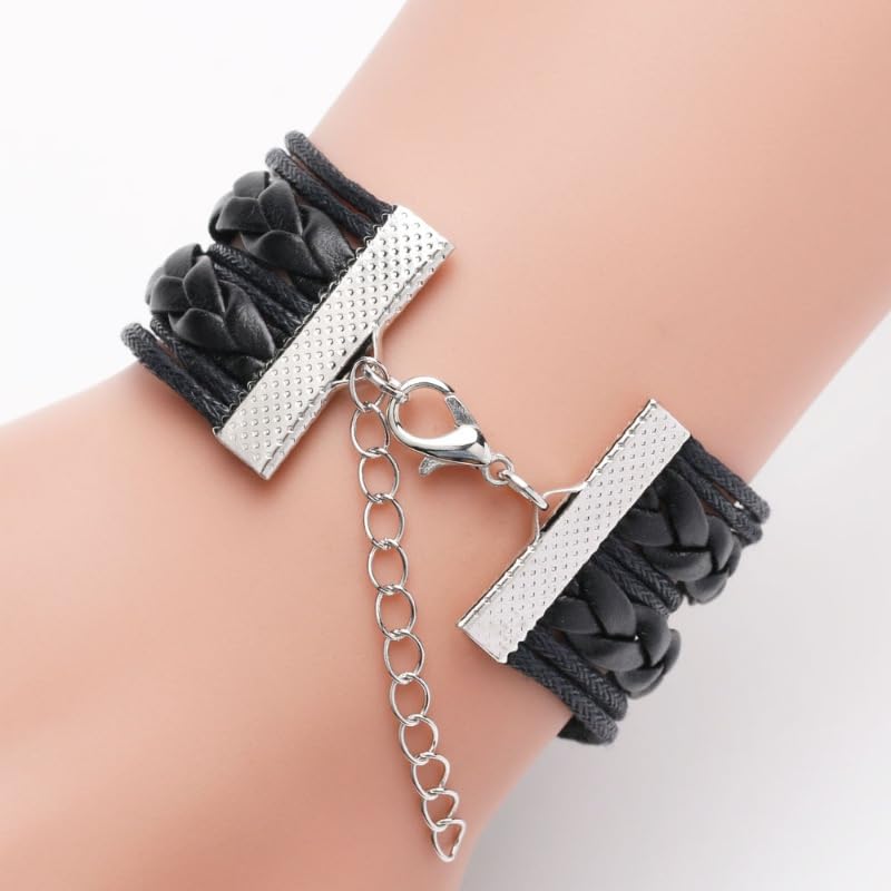 Angyape Butterfly Bracelet,Infinity Knot Love Adjustable Leather Bracelets Vintage Wrap Bohemian Multilayered Braided Bangles Wristband Wrist Bracelet Jewelry Gifts for Women/Men