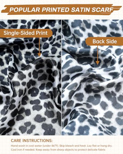 Mesovor 35” Square Head Scarf for Women, 3 Pack Like Silk Satin Headscarf Hair Neck Scarf Top Bandanas for Sleeping - color: Leopard(gray/Yellow/Coffee)