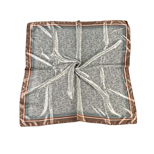 4Pcs Silk Head Scarves for Women Satin Hair Scarf 35”Large Square Bandana Silk Like Neck Scarf Shawl - color: Beige/Black/Pink/Green