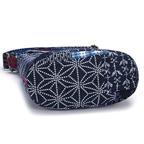 OPQRSTU Women's Retro Small Size Canvas Shoulder Bag Hippie Boho Crossbody Handbag - color: Blue Square