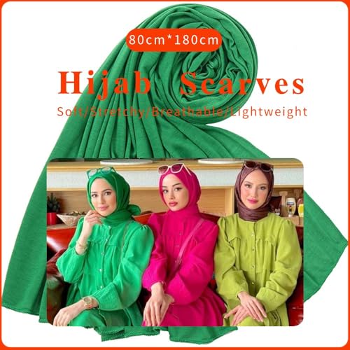 Nonbongoy Head Wraps for Black Women Stretch Headwraps Large Hair Wraps Hijab Scarves for Muslim Head Scarf Turban Headbands - color: 1-bright Green Headwrap