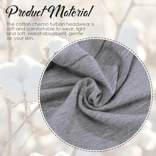 Geyoga Cotton Chemo Headwear Turban for Women Soft Elastic Cancer Hat Cancer Sleep Caps Head Wraps for Women with Hair Loss - color: Grey