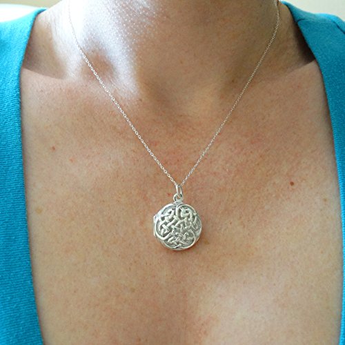 FashionJunkie4Life Sterling Silver Oval Locket Necklaces for Women, 18" Cable Chain - style: Celtic Knot