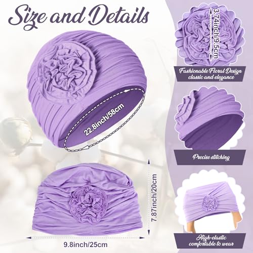 JenPen 4 Pcs Cotton Chemo Headwear for Women Turban Soft Cancer Head Scarf Hats Beanie Elastic Hair Wraps - color: Fresh Colors
