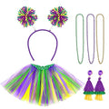 Hicarer 6 Pcs 4th of July Tutu Set Women Red White and Blue Accessories 250th Tutu Patriotic Costume Independence Day Favors - color: Purple, Yellow, Green